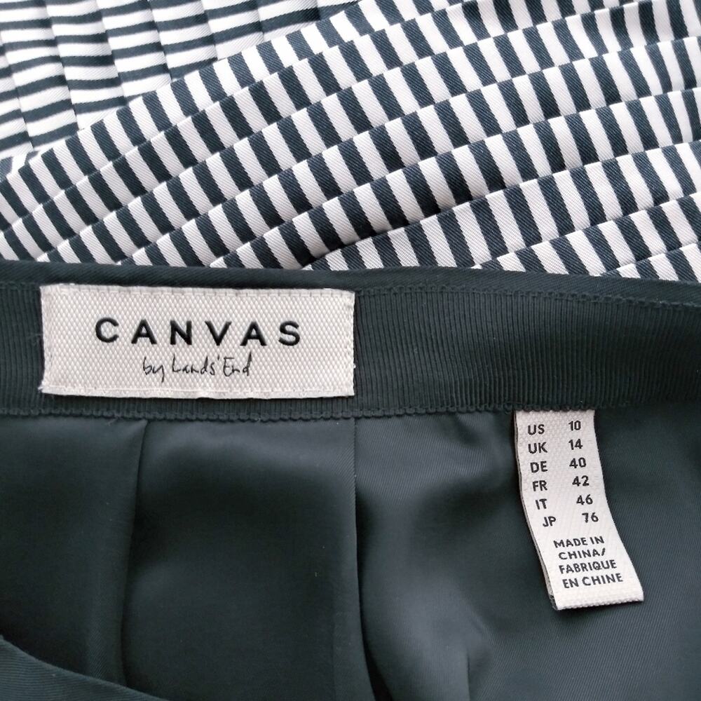 Canvas By Lands End Black White Stripe Pleated Sk… - image 5